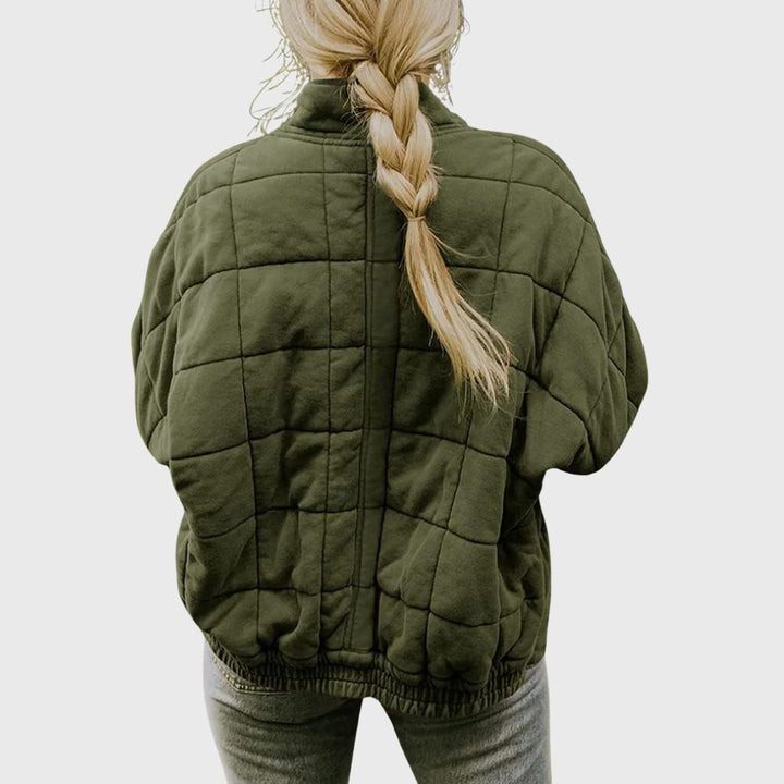 Women's Quilted Zip-Up Jacket with Stand Collar