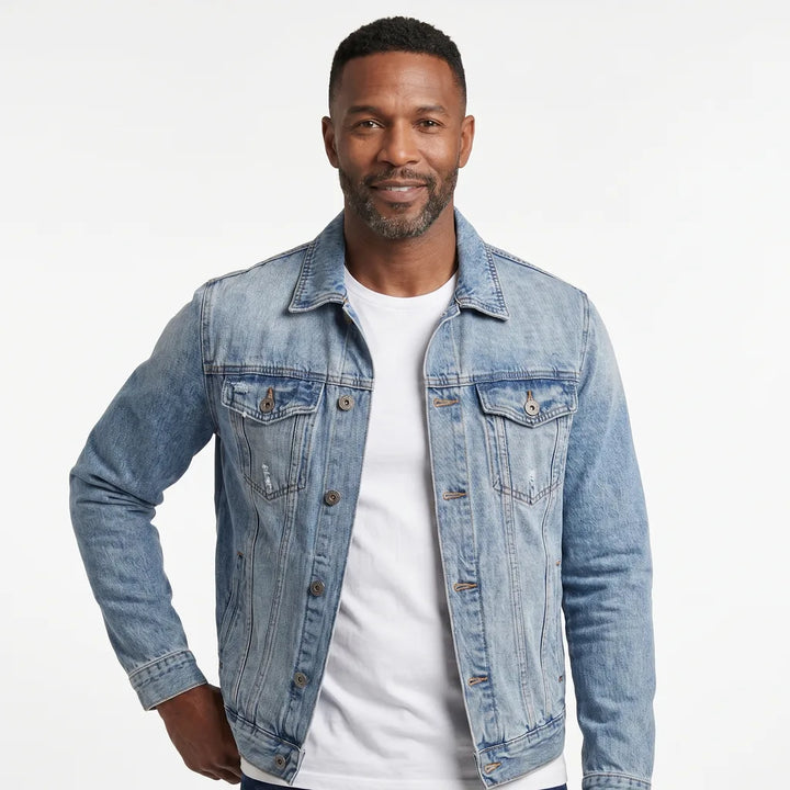 Men's Classic Denim Jacket with Button Front