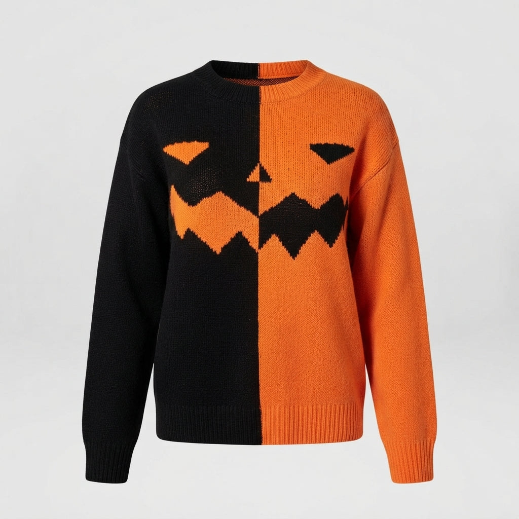 Women's Jack-o'-Lantern Colorblock Halloween Sweater