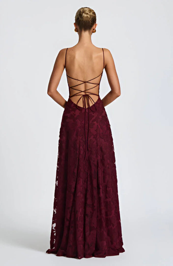 Elegant Lace Spaghetti Strap Maxi Dress