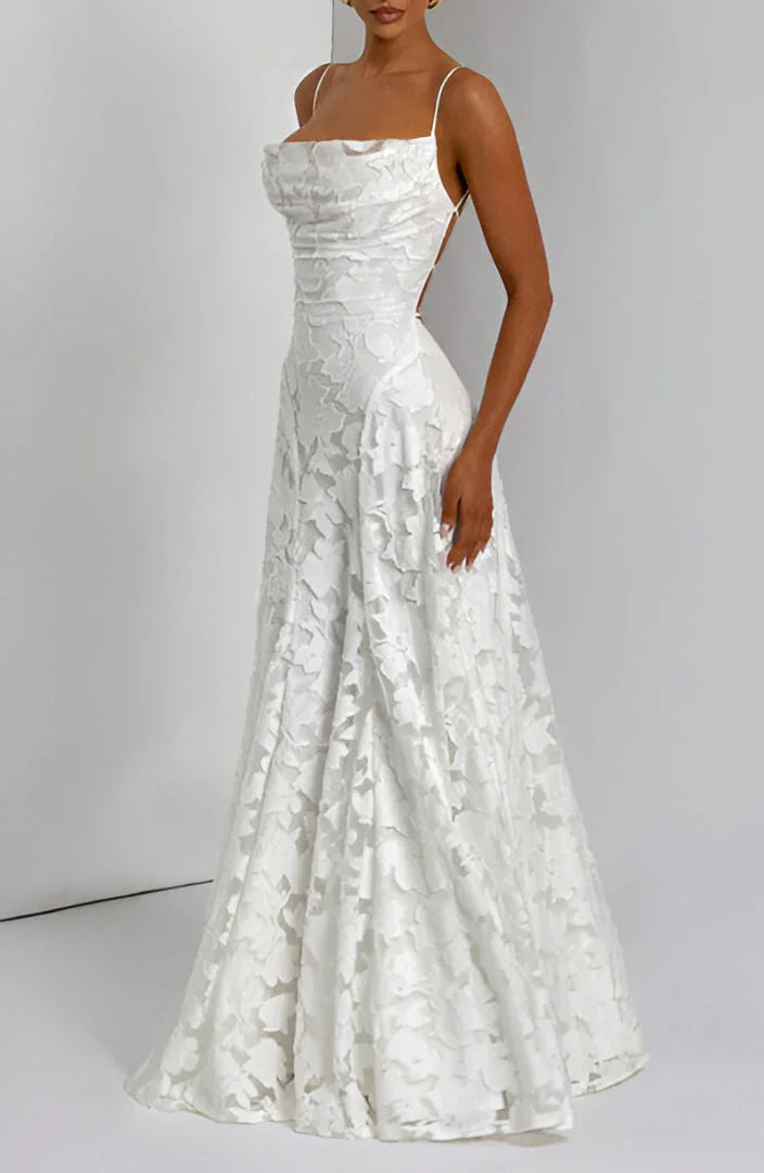 Elegant Lace Spaghetti Strap Maxi Dress