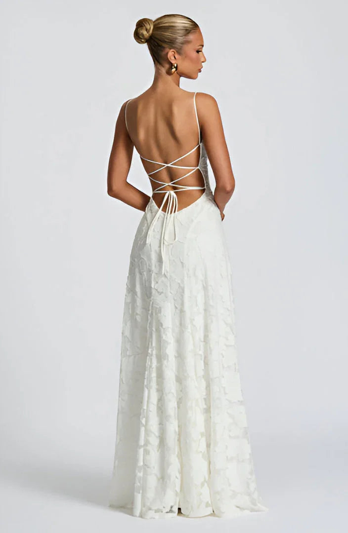 Elegant Lace Spaghetti Strap Maxi Dress