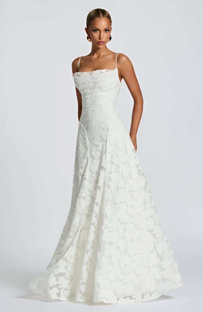 Elegant Lace Spaghetti Strap Maxi Dress