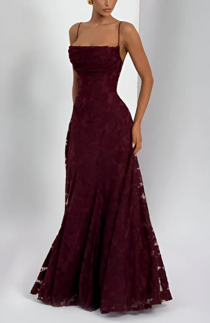 Elegant Lace Spaghetti Strap Maxi Dress
