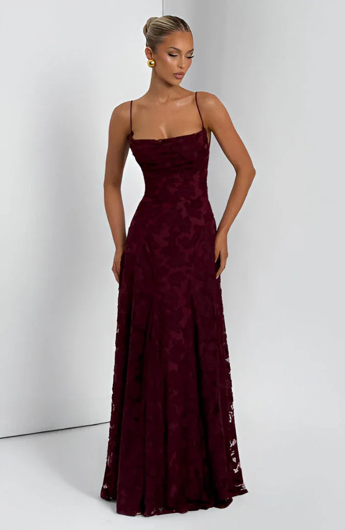 Elegant Lace Spaghetti Strap Maxi Dress