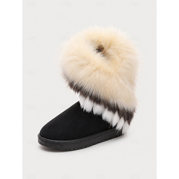 Women's Fur Trim Pull-On Snow Boots with Grippy Sole
