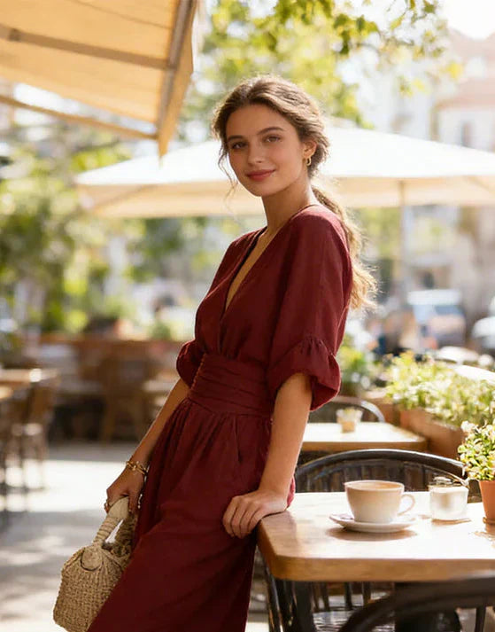 Elegant Wide Leg V Neck Jumpsuit