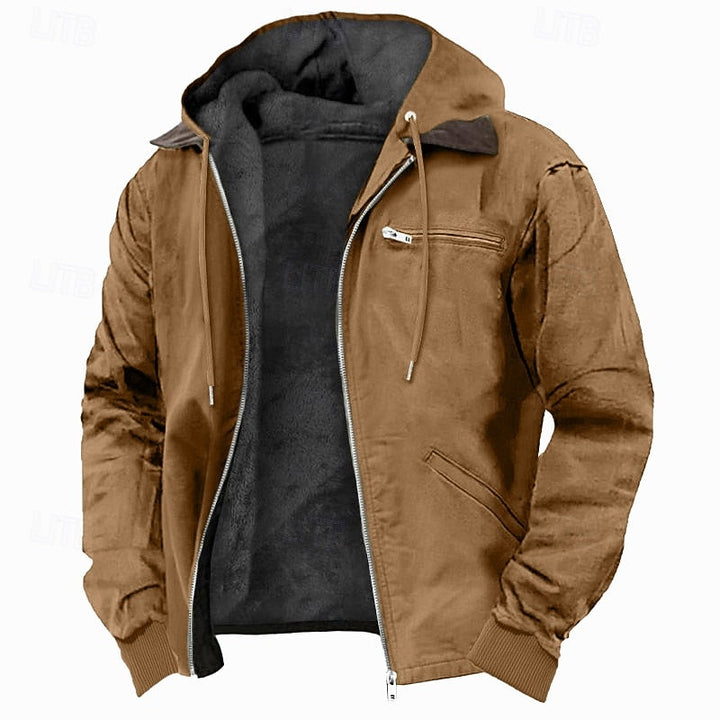 Men's Fleece-Lined Hooded Jacket with Full Zip