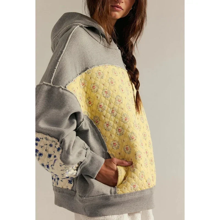 Women's Oversized Patchwork Print Hoodie