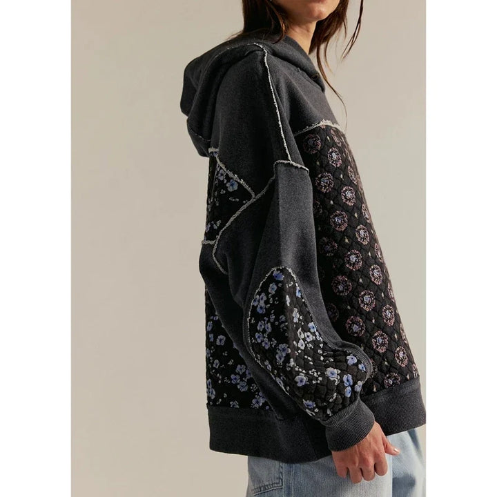 Women's Oversized Patchwork Print Hoodie