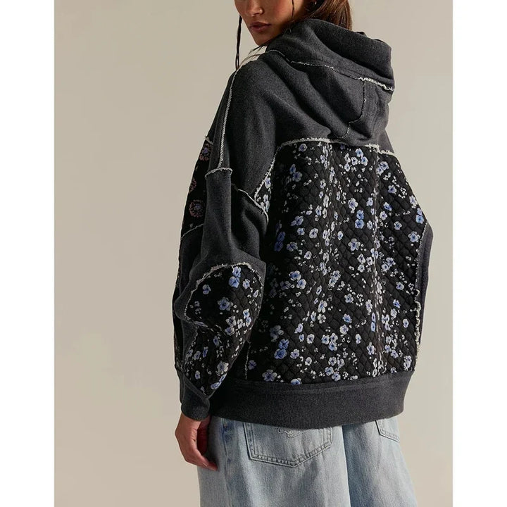 Women's Oversized Patchwork Print Hoodie