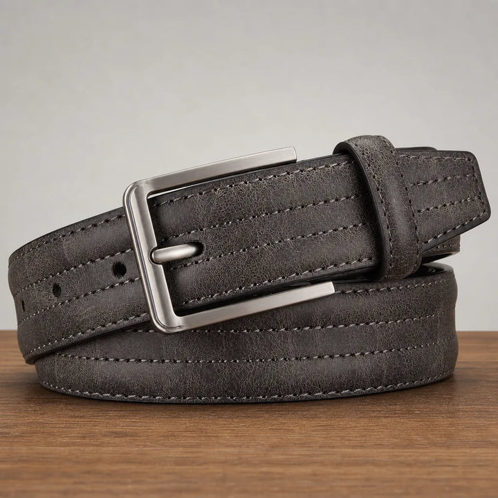 Men's Stitched Belt with Gunmetal Buckle