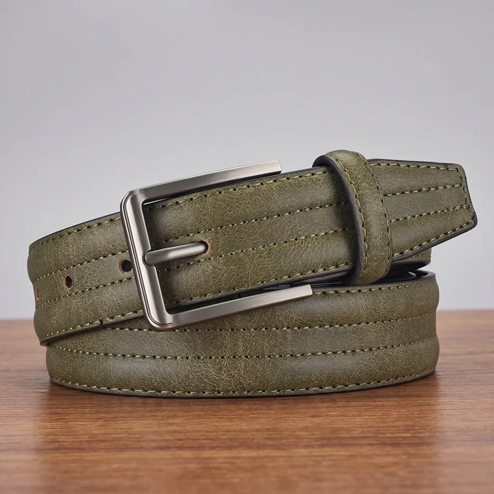 Men's Stitched Belt with Gunmetal Buckle