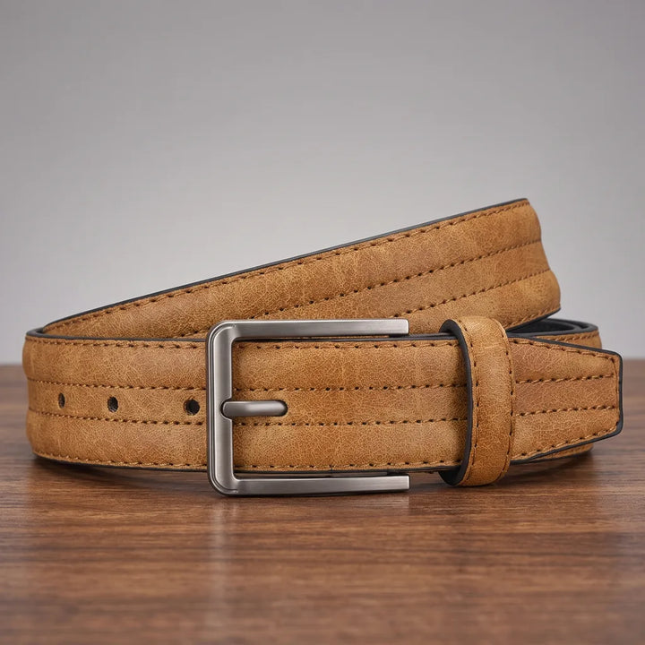 Men's Stitched Belt with Gunmetal Buckle
