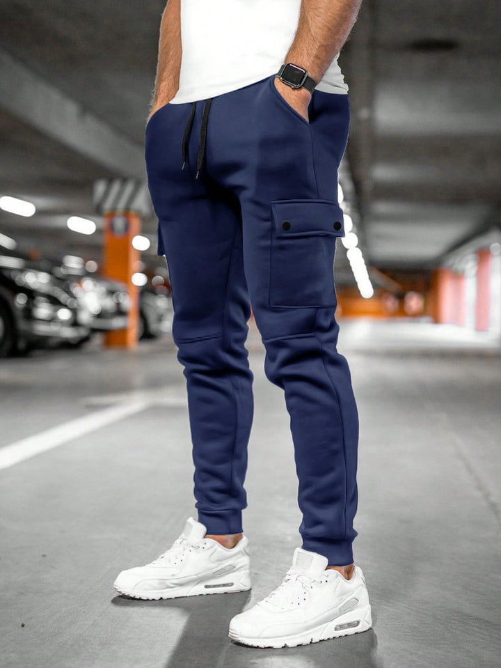 Men's Tapered Cargo Jogger Pants with Drawstring Waist