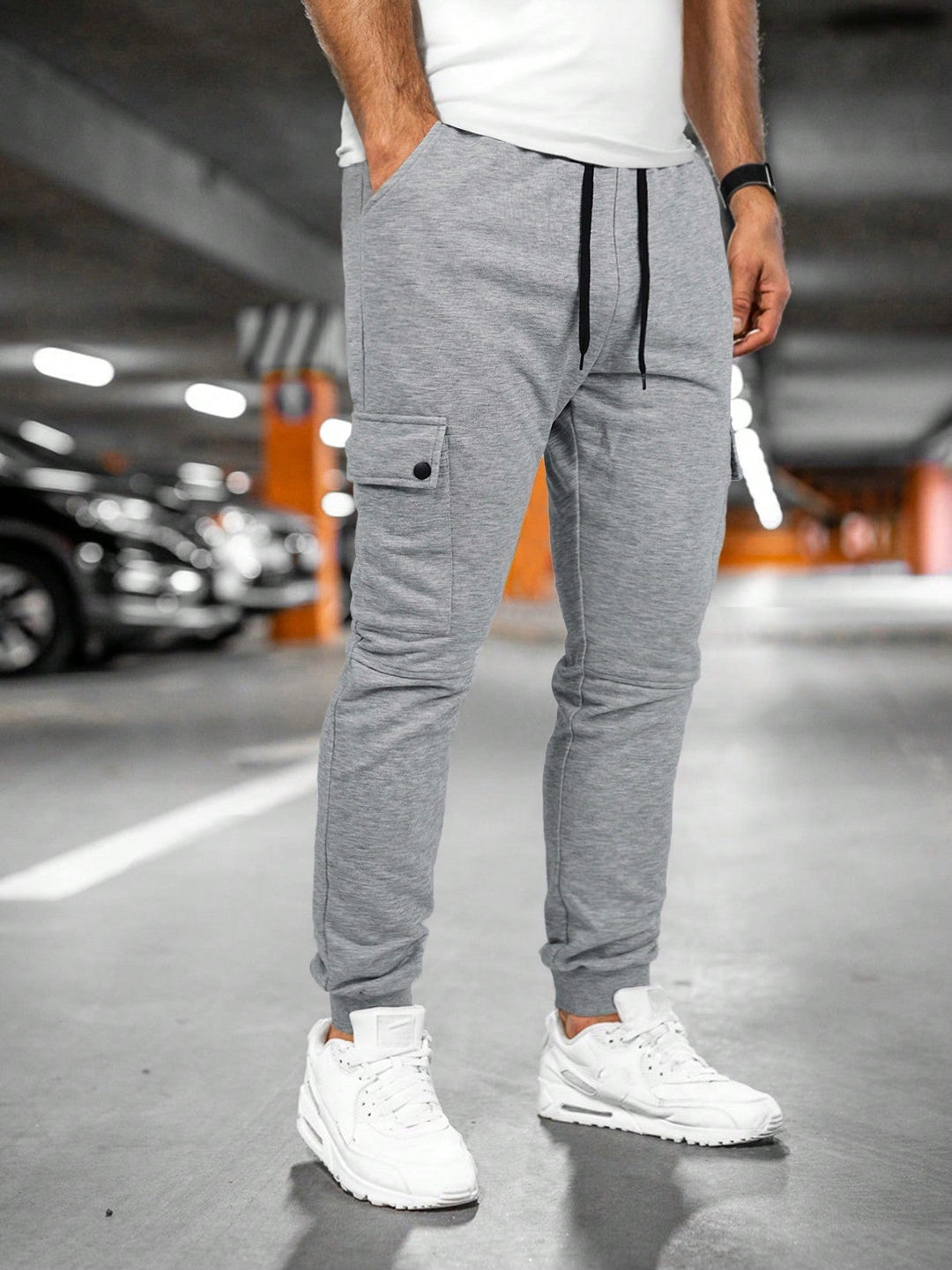 Men's Tapered Cargo Jogger Pants with Drawstring Waist