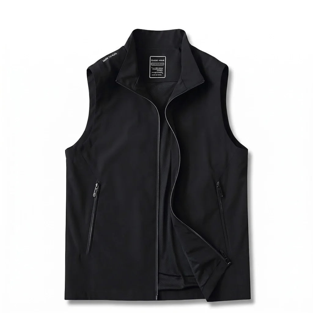 Zip-Up Utility Vest with Stand Collar