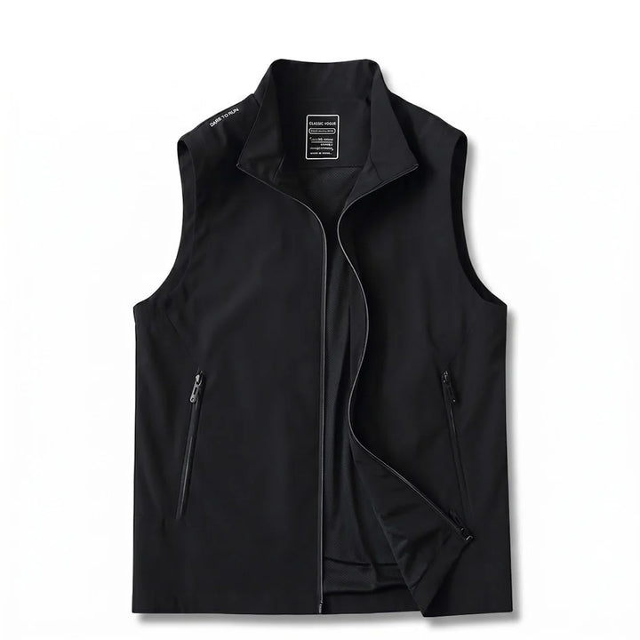 Zip-Up Utility Vest with Stand Collar
