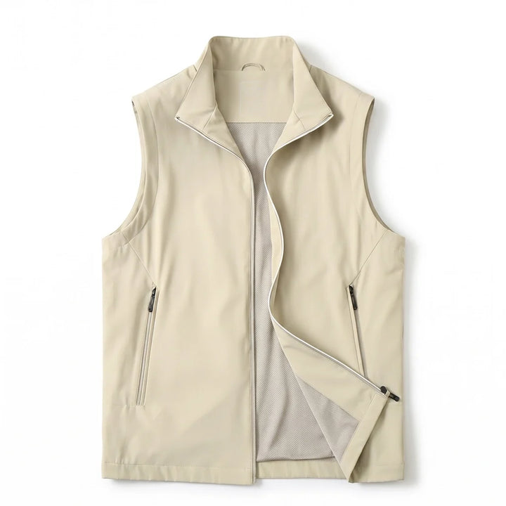 Zip-Up Utility Vest with Stand Collar