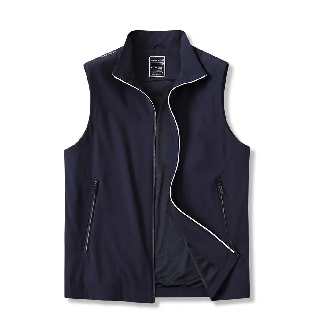 Zip-Up Utility Vest with Stand Collar