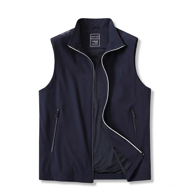 Zip-Up Utility Vest with Stand Collar