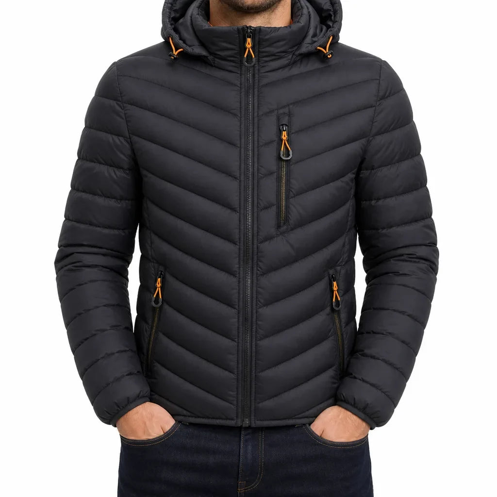 Men's Quilted Puffer Jacket with Hood