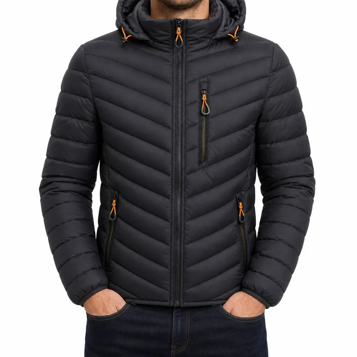 Men's Quilted Puffer Jacket with Hood