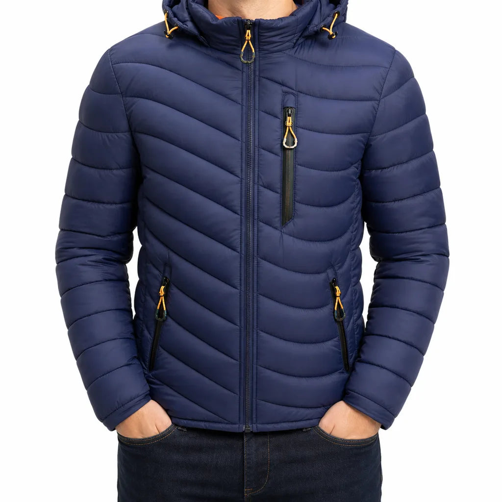Men's Quilted Puffer Jacket with Hood
