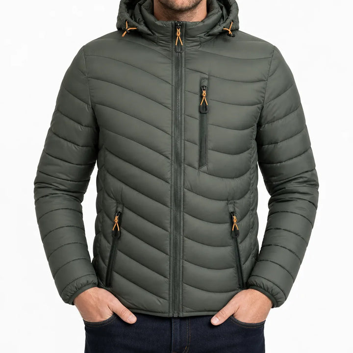 Men's Quilted Puffer Jacket with Hood