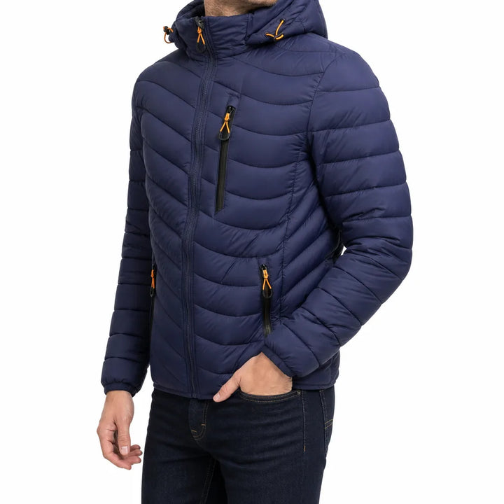 Men's Quilted Puffer Jacket with Hood