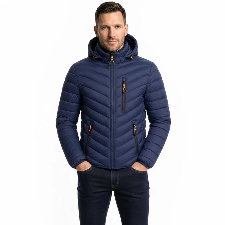 Men's Quilted Puffer Jacket with Hood