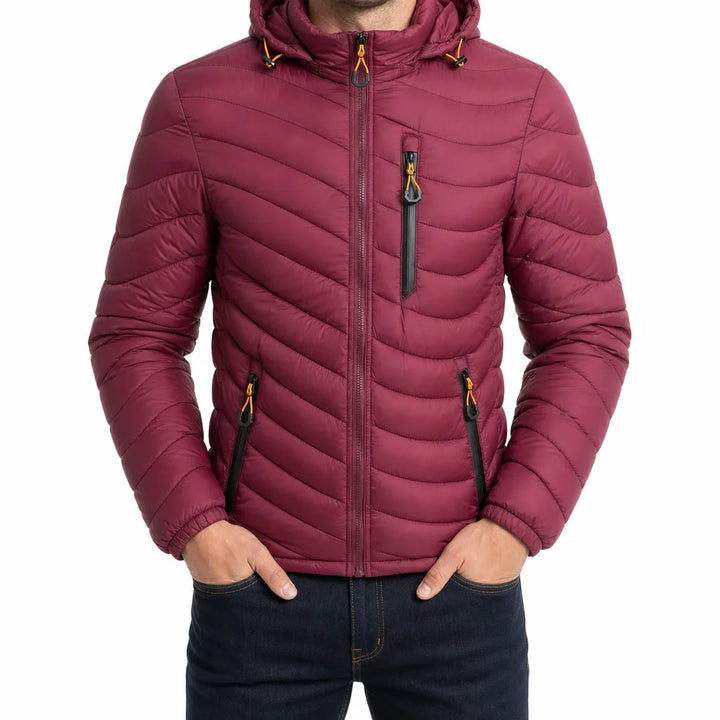 Men's Quilted Puffer Jacket with Hood