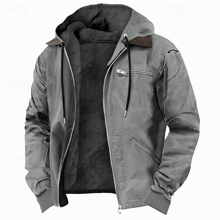 Men's Fleece-Lined Hooded Jacket with Full Zip