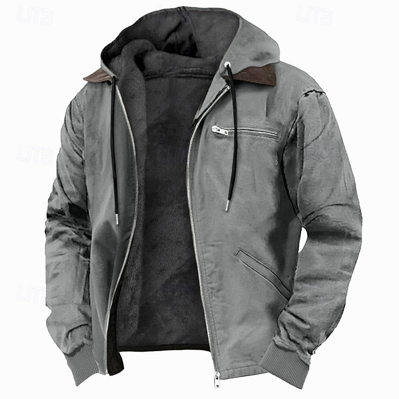 Men's Fleece-Lined Hooded Jacket with Full Zip