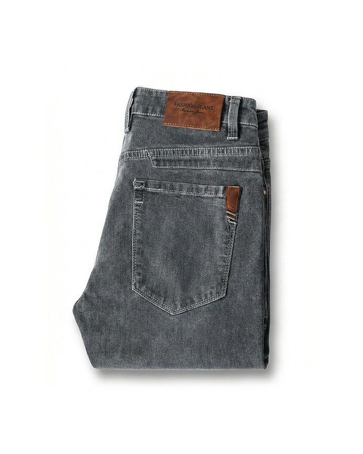 Men's Stretch Denim Tapered Jeans in Gray