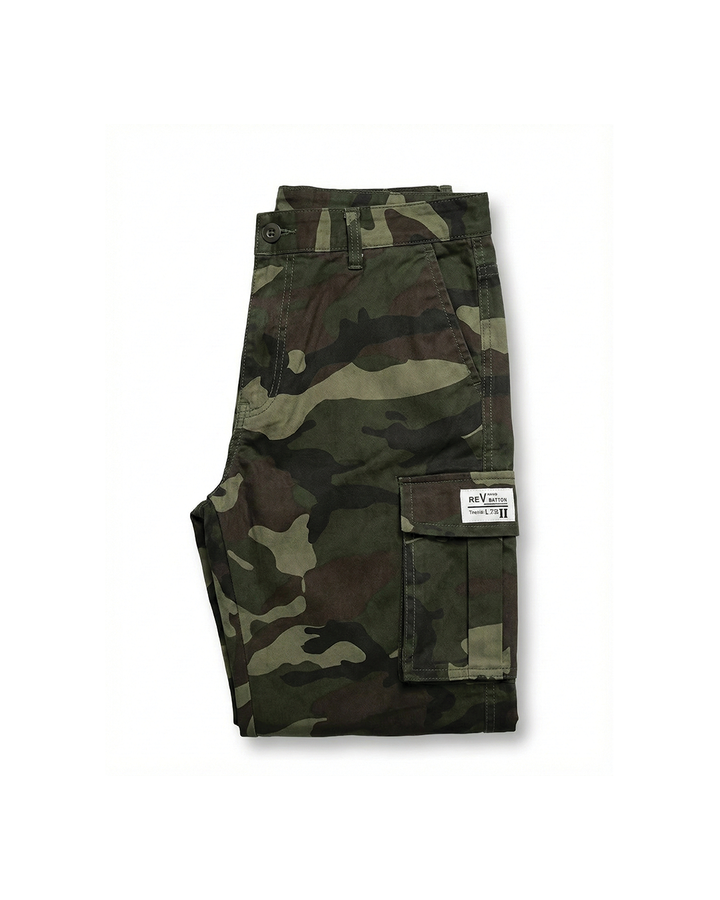 Men's Camo Cargo Jogger Pants with Cuffed Ankle
