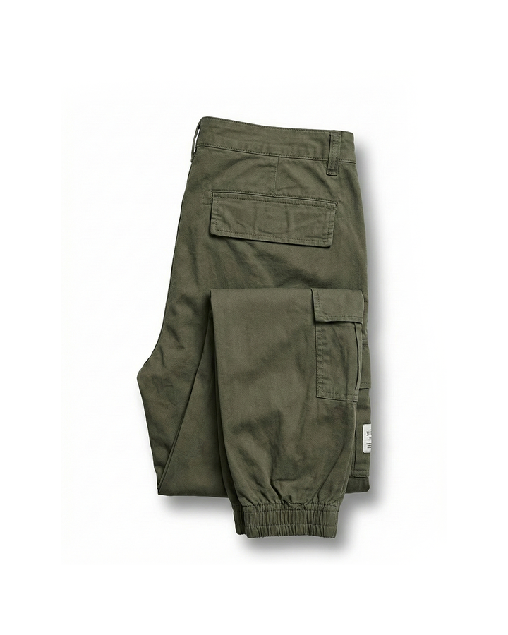 Men's Cotton Cargo Joggers with Elastic Cuffs