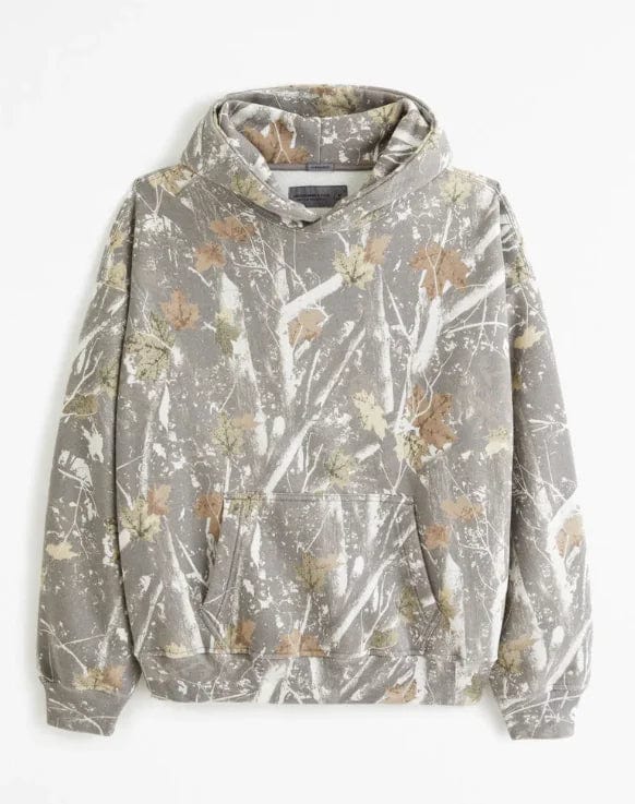 Men's Camo Print Pullover Hoodie with Kangaroo Pocket