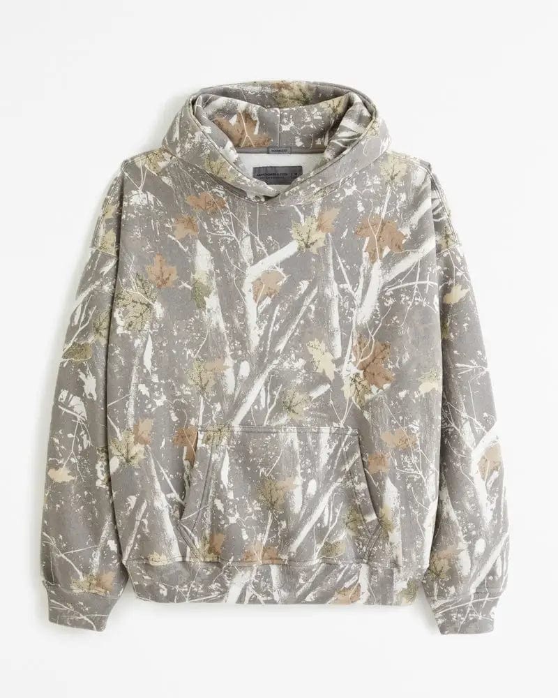 Men's Camo Print Pullover Hoodie with Kangaroo Pocket