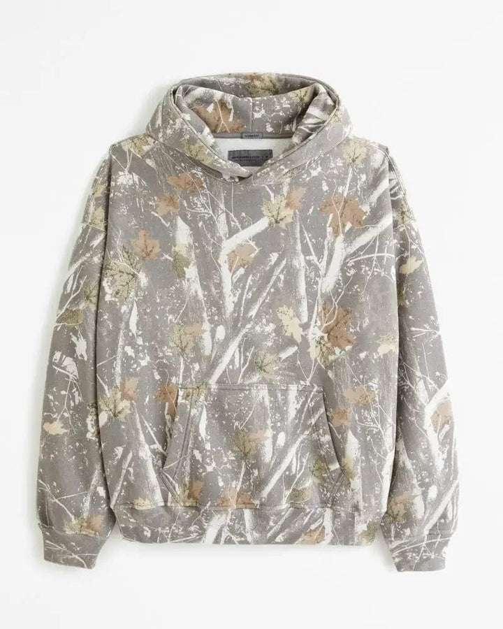 Men's Camo Print Pullover Hoodie with Kangaroo Pocket
