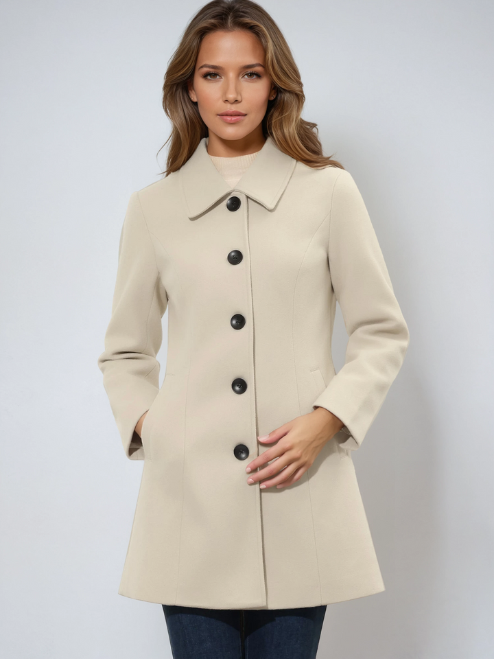 Women's Wool Coat with Notched Collar