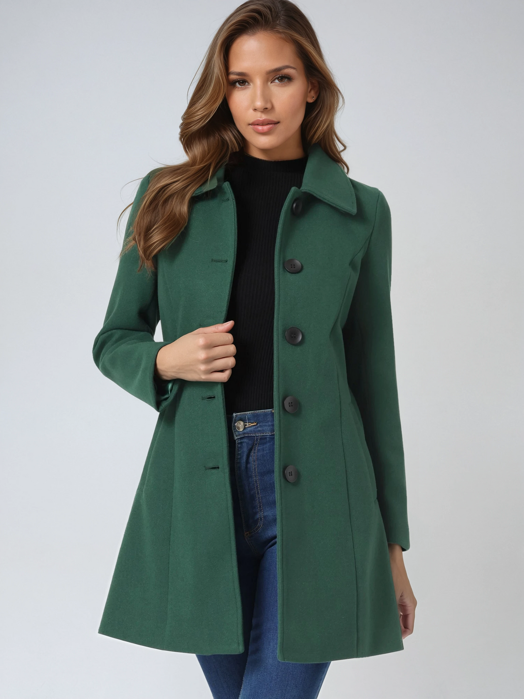 Women's Wool Coat with Notched Collar