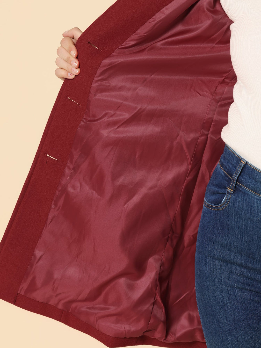 Women's Wool Coat with Notched Collar