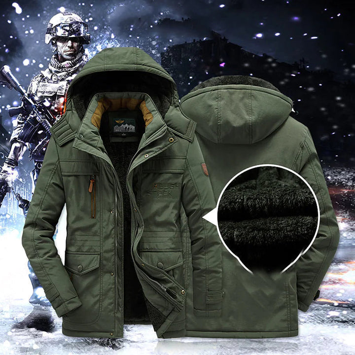 Men's Fleece-Lined Parka Jacket with Hood