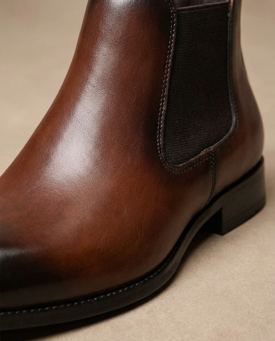 Men's Leather Chelsea Boots Slip On Classic Fit