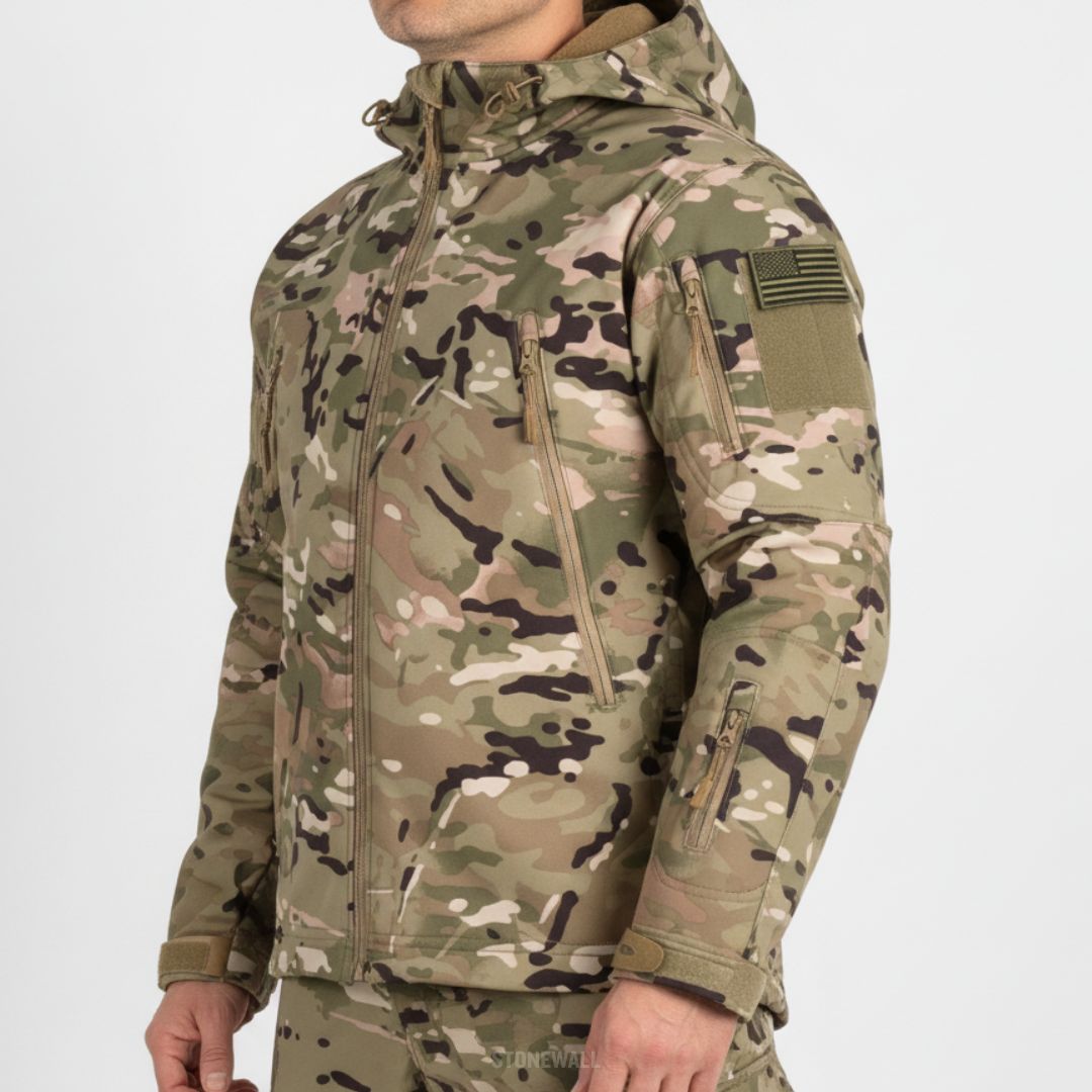 Men's Camo Hooded Tactical Softshell Jacket