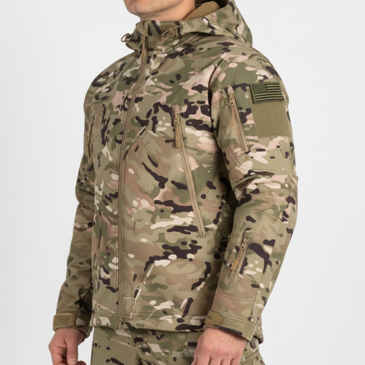 Men's Camo Hooded Tactical Softshell Jacket