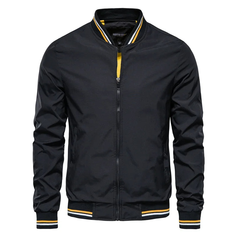 Men's Bomber Jacket with Full Zip Closure