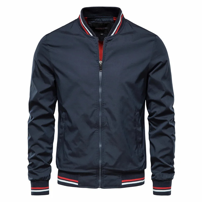 Men's Bomber Jacket with Full Zip Closure