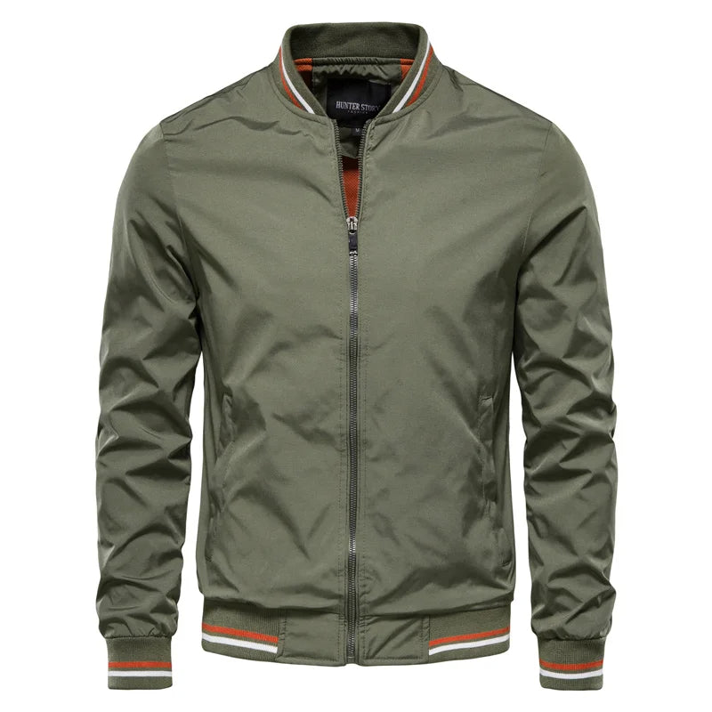 Men's Bomber Jacket with Full Zip Closure